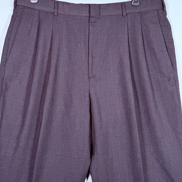 Slates‎ Men's Tag- 38x30 Dress Pants with Cuffs Black Worsted Wool Blend Pleated - Picture 2 of 8